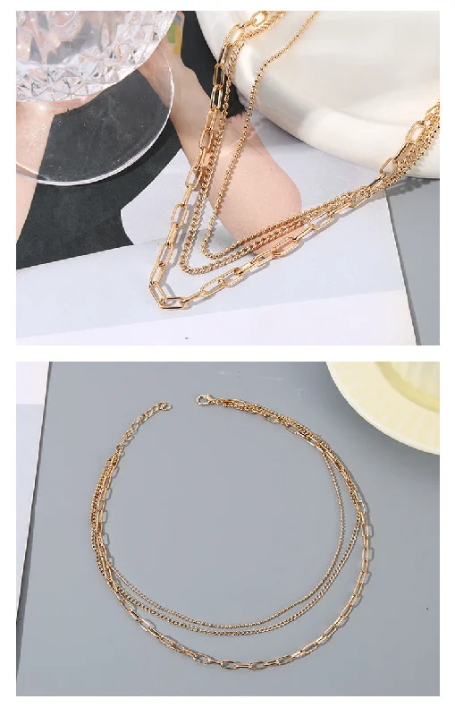 Women’s charm necklaces-Ig Style Simple Style Solid Color Alloy Iron Plating Women's Three Layer Necklace