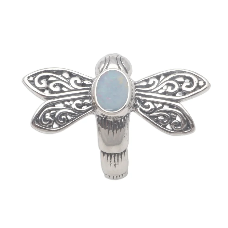 Women’s cubic zirconia rings-Novica Handmade Dragonfly Grace Opal Cocktail Ring