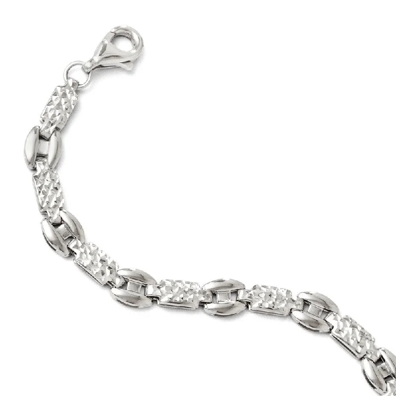 Women’s diamond bracelets for women-Leslie's 14k White Gold 6mm Diamond-Cut Bracelet, 7.25"