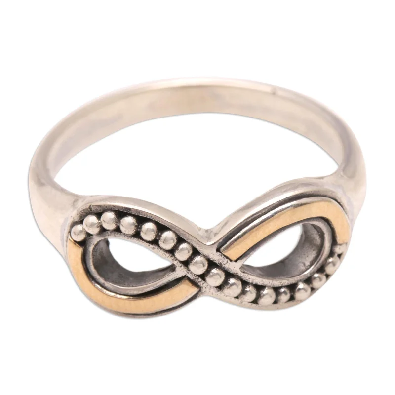 Women’s titanium rings-Novica Handmade Infinite Modernity Gold-Accented Band Ring