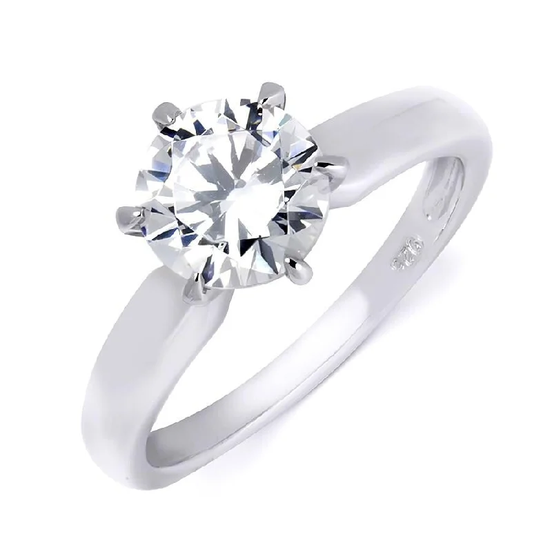 Women’s diamond rings-Sterling Silver 1.0 CT Brilliant Solitaire Cubic Zirconia Bridal Ring