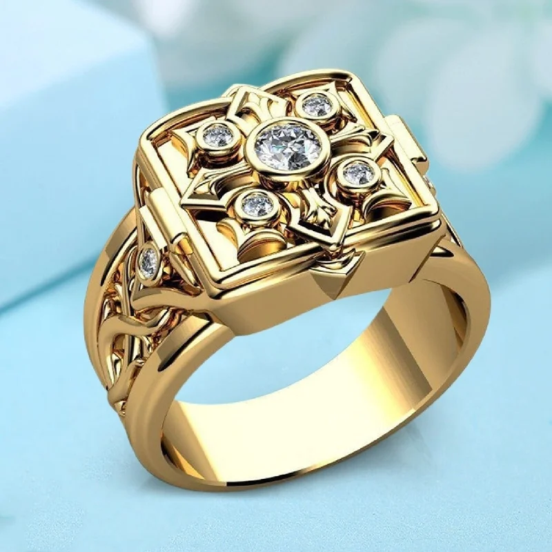 Women’s floral rings-Men Ring Box Shape With Lid Jewelry Geometric Flip Flop Finger Ring Birthday Gifts