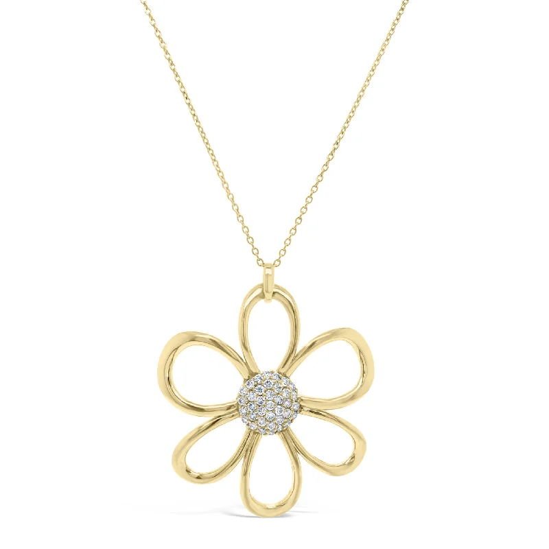 Women’s infinity necklaces-Diamond Open Daisy Pendant Necklace