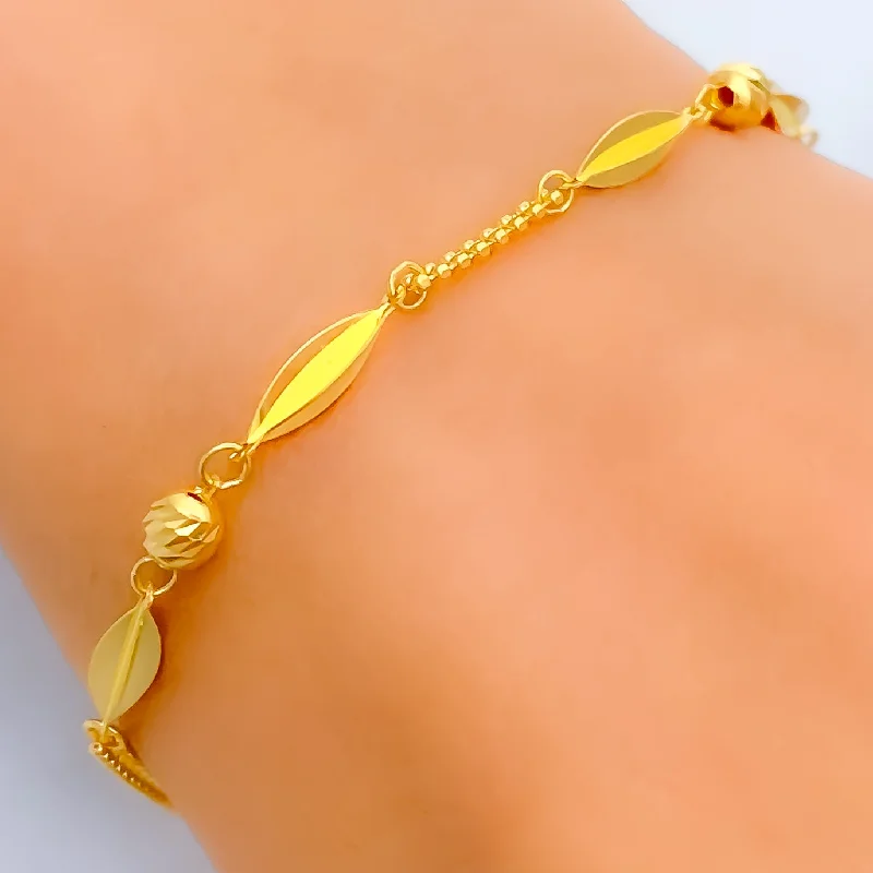 Women’s silver bangles-Delightful Unique 22K Gold Bracelet