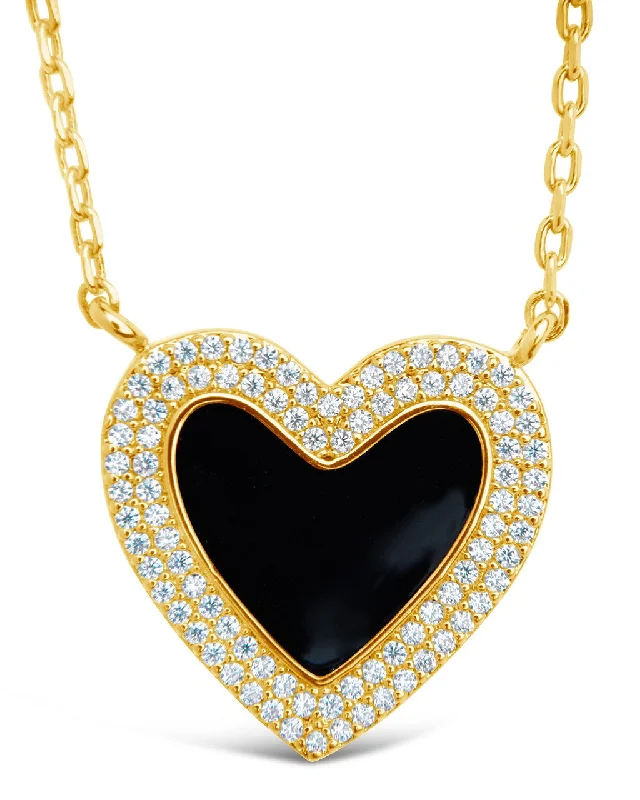 Women’s two-tone necklaces-Antonia CZ & Enamel Heart Pendant Necklace