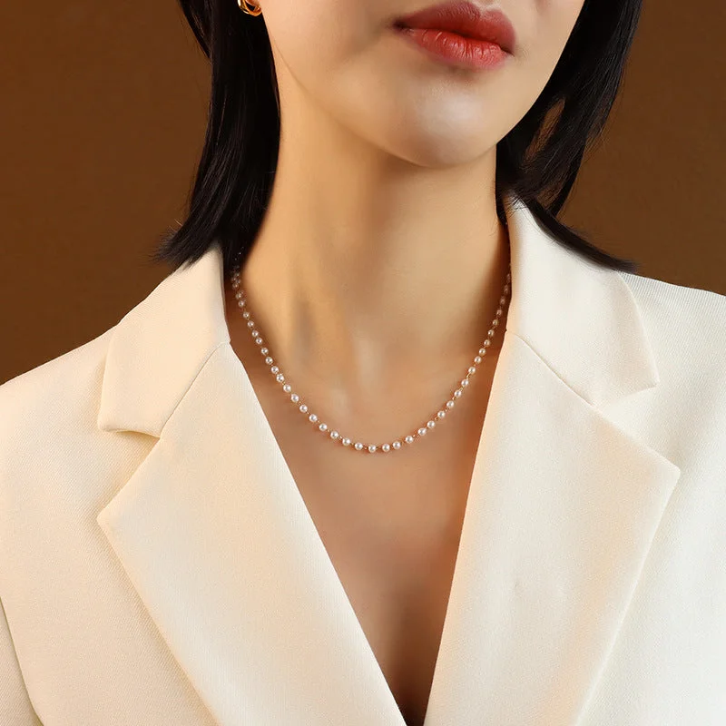 Golden Imitation Pearl Necklace