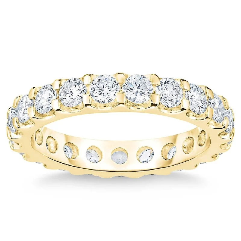 Women’s antique engagement rings-14k Yellow Gold 2 Ct Moissanite Eternity Ring Lab Grown (G/H,VS)