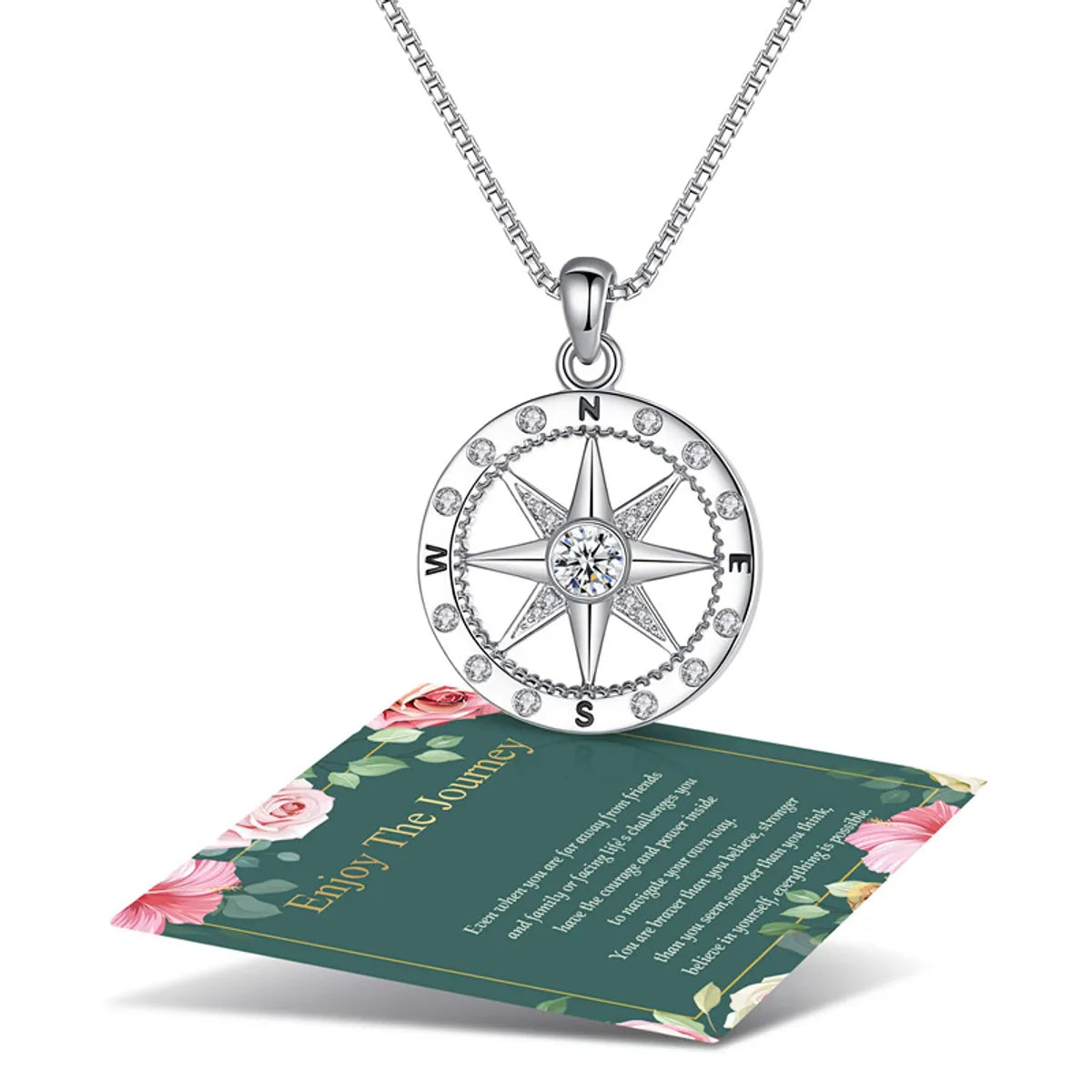 Women’s infinity pendant necklaces-1 Piece Simple Style Round Compass Alloy Plating Hollow Out Inlay Rhinestones Women's Pendant Necklace