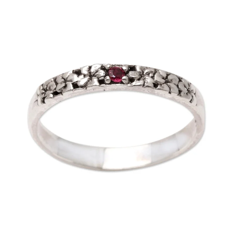 Women’s classic wedding rings-Novica Handmade Dainty Frangipani Garnet Single Stone Ring