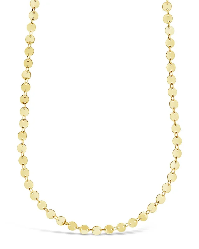 Women’s trendy necklaces-Round Disk Long Chain Necklace