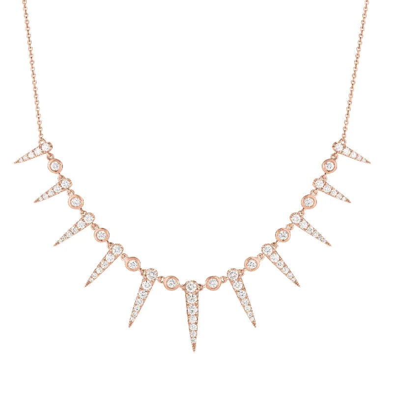 Women’s birthstone necklaces-Diamond Graduated Spike Necklace