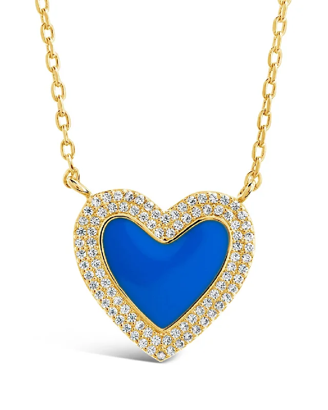 Women’s infinity pendant necklaces-Gwen CZ & Enamel Heart Pendant Necklace