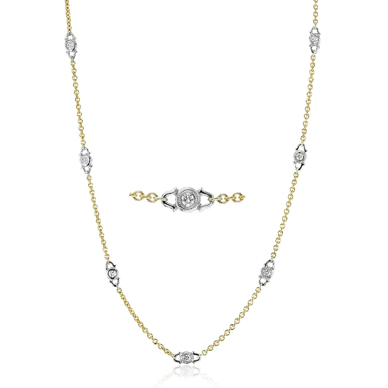 Women’s chic necklaces-18K YG Milgrain Diamond Chain