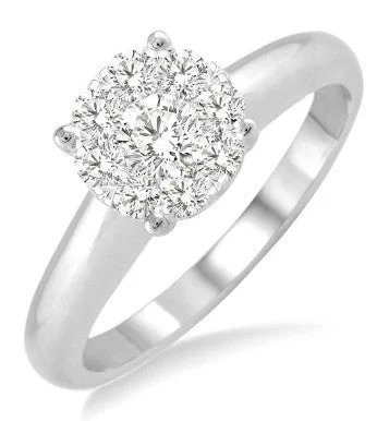 Women’s oval engagement rings-ASHI - DIAMOND CLUSTER ENGAGEMENT RING