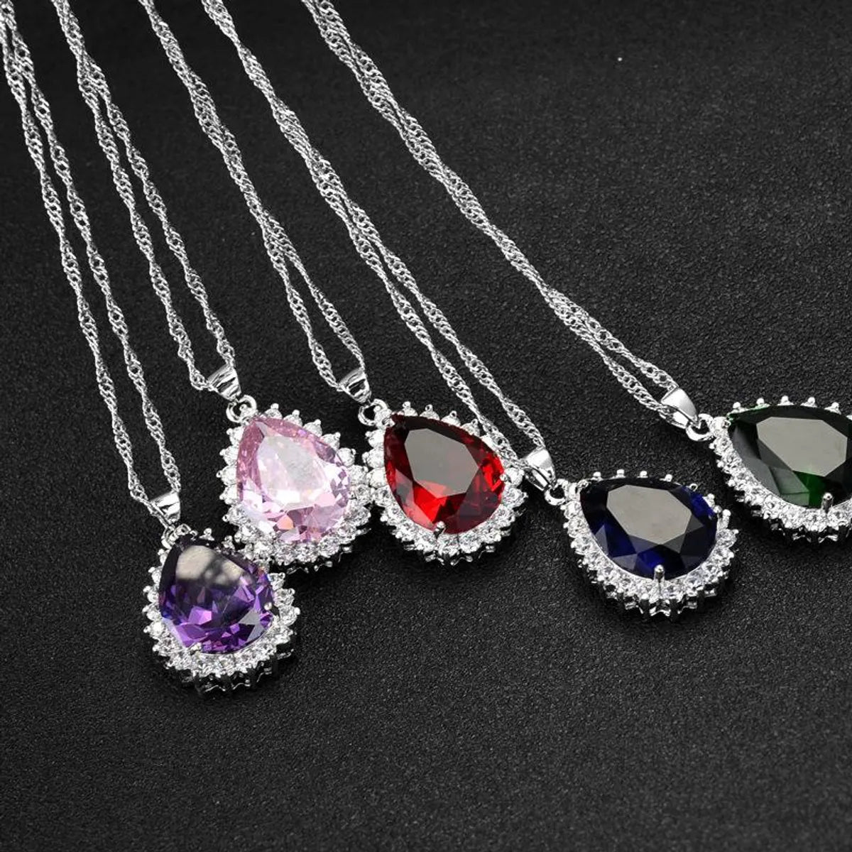 Women’s choker necklaces-Explosion Style Fashion Item Simple Inlaid Aaa Zircon Drop Necklace