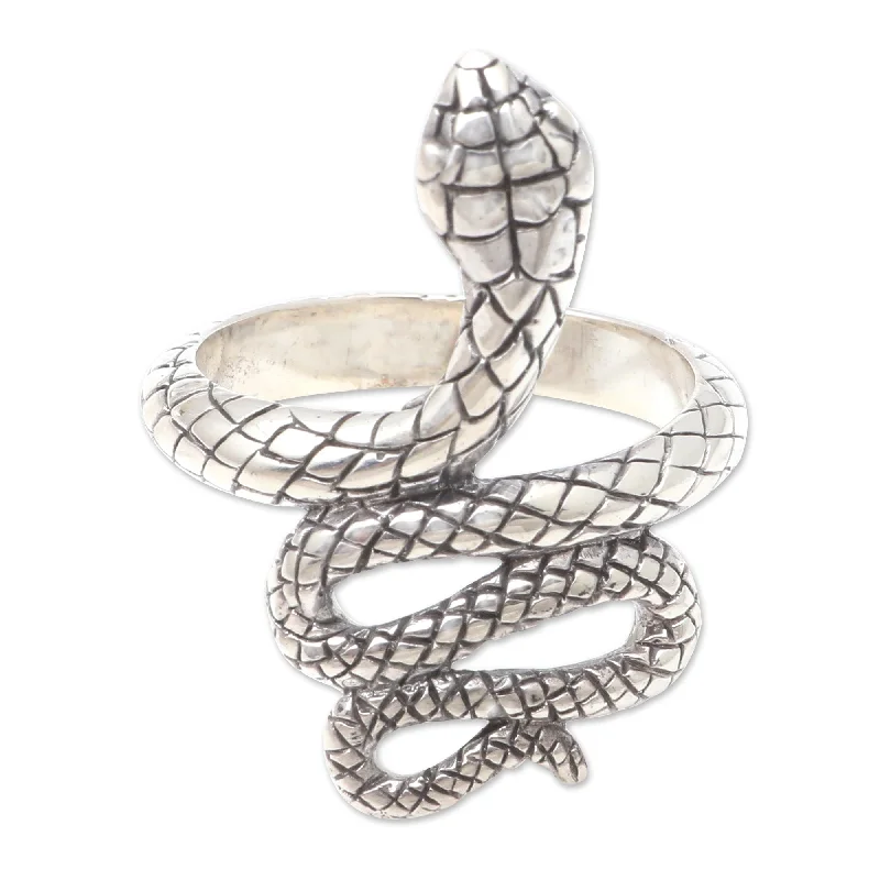 Women’s butterfly rings-Novica Handmade Rattlesnake Roll Sterling Silver Cocktail Ring