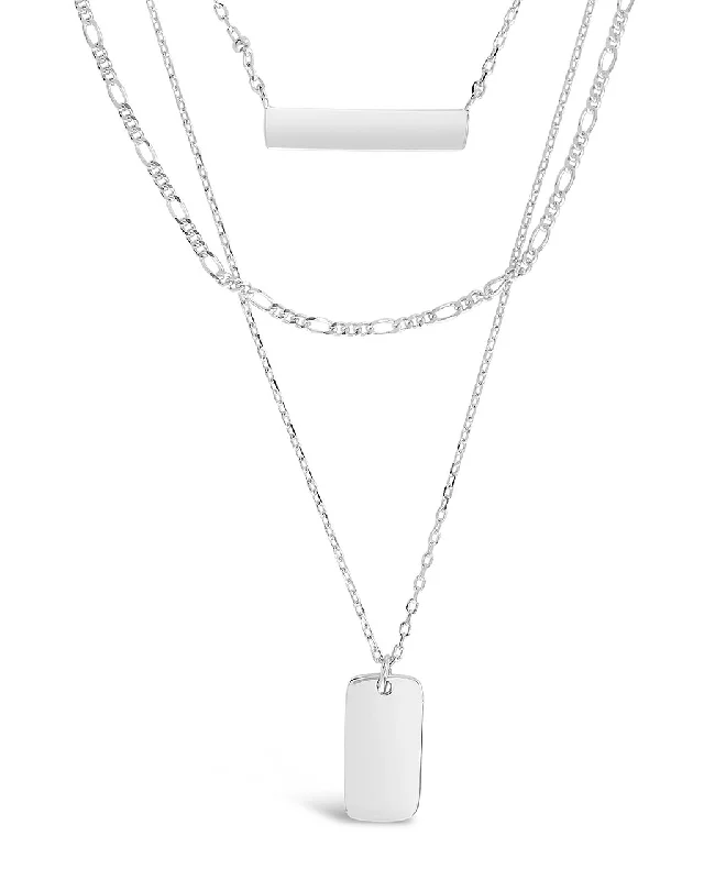 Women’s simple necklaces-Sterling Silver Layered Bar Necklace