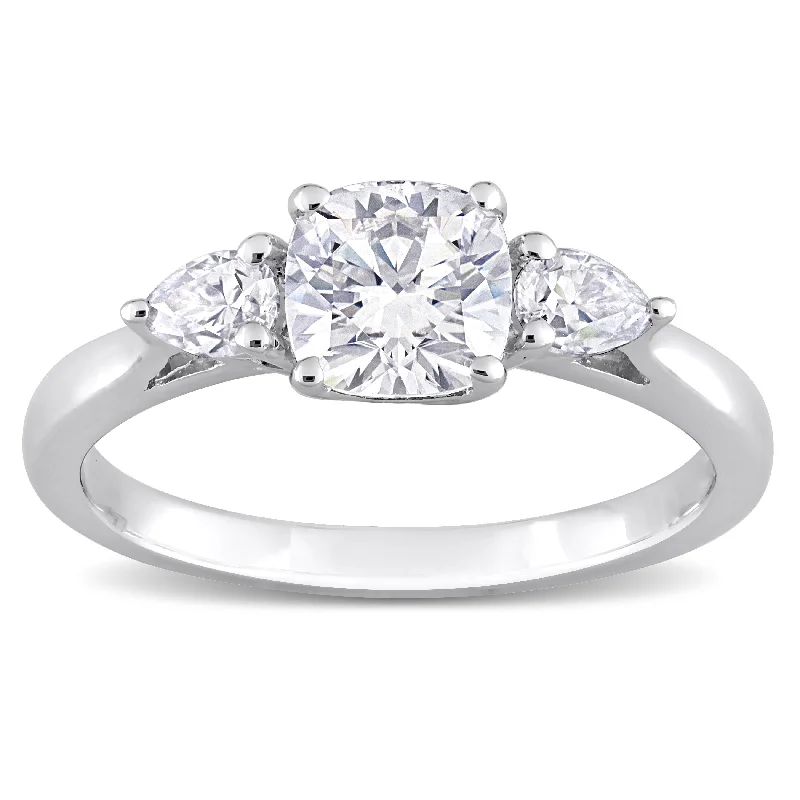 Women’s designer rings-Miadora 1 5/8ct DEW Created Moissanite Three Stone Ring in Sterling Silver