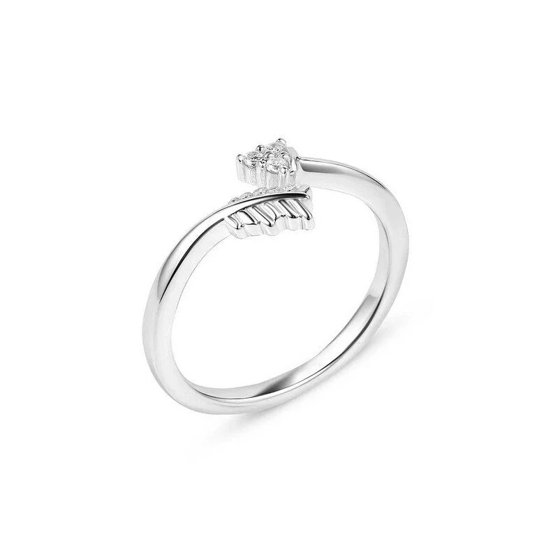 Women’s platinum rings-Montana Silversmiths Ring Womens Decisive Arrow Crystal Wrap RG5811 - Silver