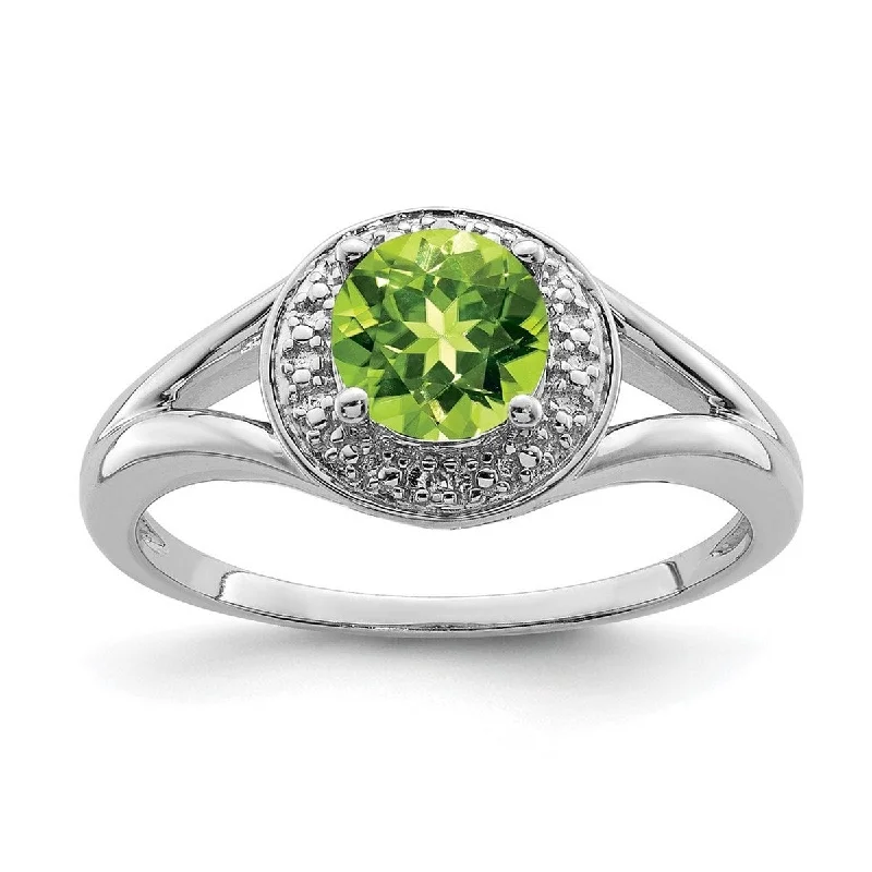 Curata 925 Sterling Silver Polished Diamond and Peridot Ring