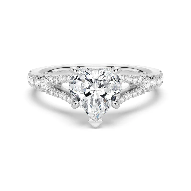 Women’s custom engagement rings with diamonds-NEW Heart Shaped Split-Shank Moissanite Engagement Ring