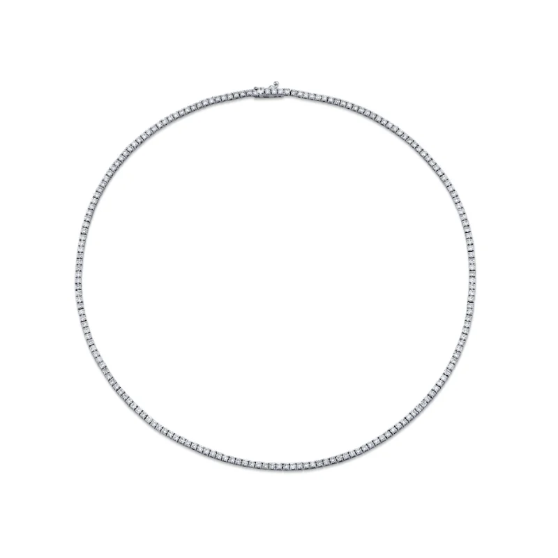 Women’s simple necklaces-Diamond Tennis Necklace - 14K White Gold