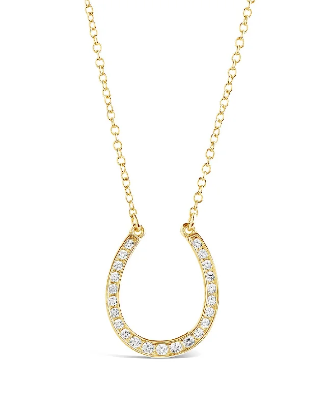 Women’s heart-shaped necklaces-CZ Horseshoe Pendant Necklace