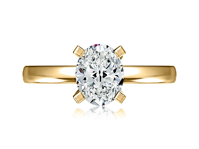 Women’s vintage halo engagement rings-Yellow Gold Solitaire Engagement Ring Setting with Hidden Halo