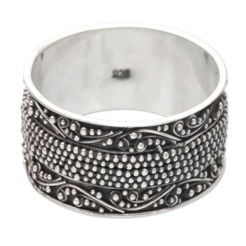 Women’s men’s ring for women-Novica Handmade Glamorous Storm Sterling Silver Band Ring