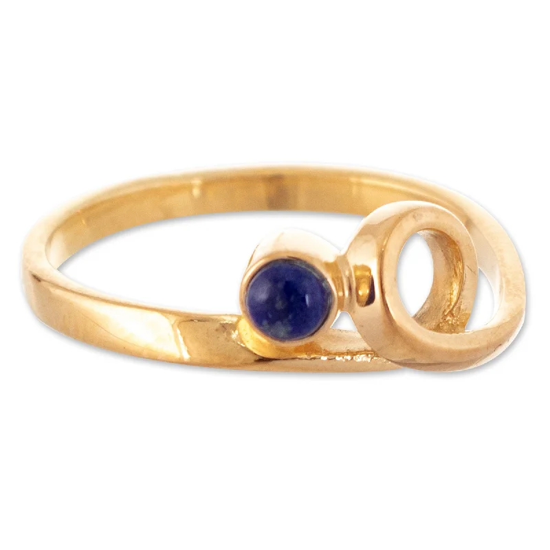 Women’s round-cut engagement rings-Novica Handmade Universe Cycles Gold-Plated Lapis Lazuli Cocktail Ring