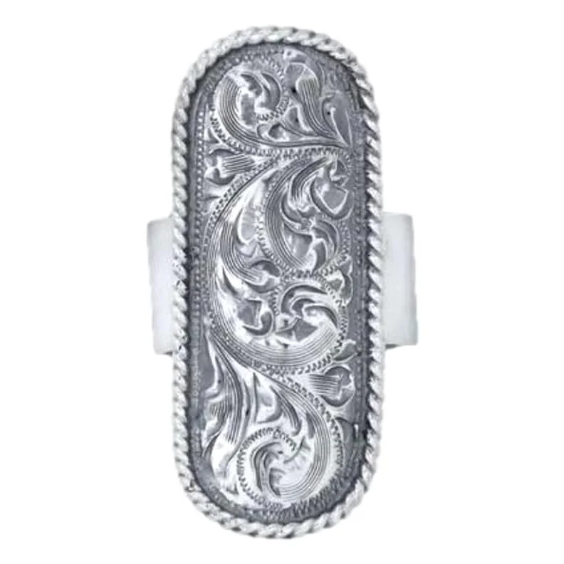 Women’s emerald rings-Vogt Silversmiths Western Ring Womens Abigail Silver 027-2305