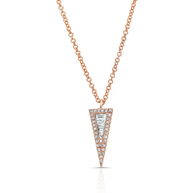 Women’s fine necklaces-Baguette Diamond Spike Pendant Necklace