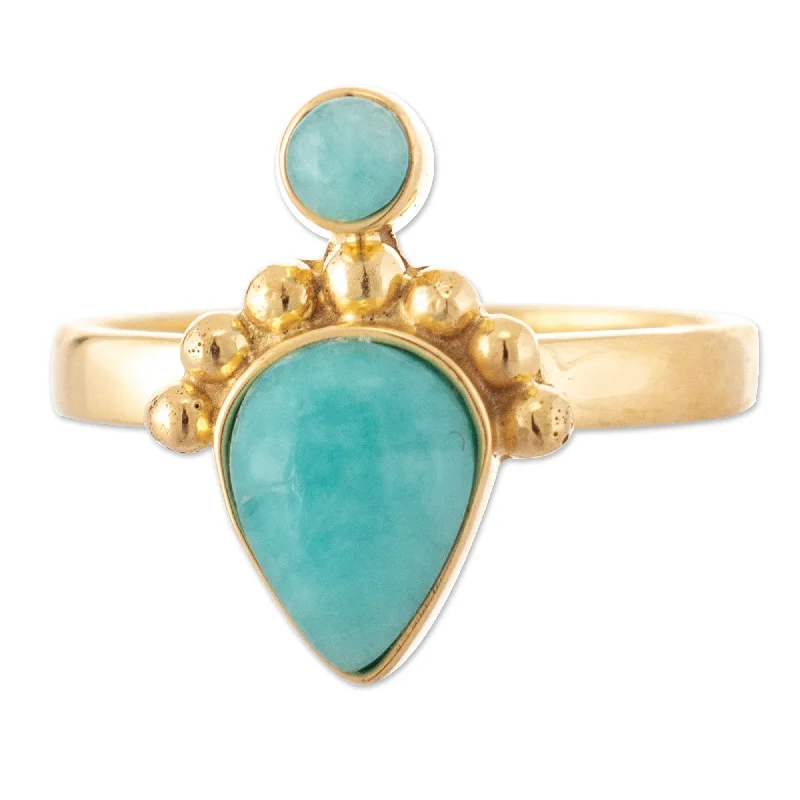 Women’s cocktail rings-Novica Handmade Silhouettes Of Water Gold-Plated Amazonite Cocktail Ring