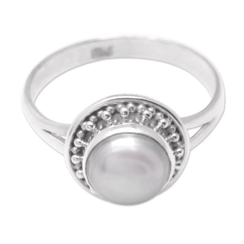 Women’s wedding rings-Novica Handmade Pearly Ocean Cultured Pearl Cocktail Ring