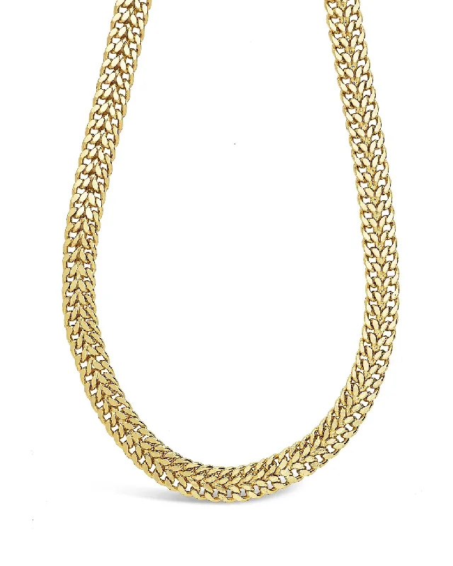 Women’s gold necklaces-Flat Link Chain