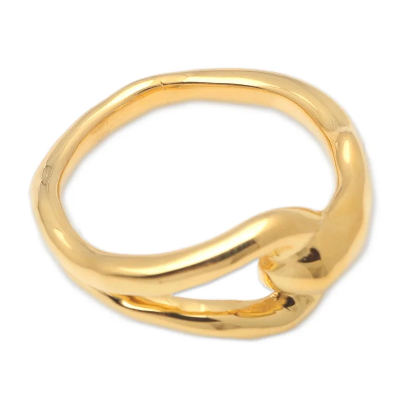 Women’s hand-crafted rings-Novica Handmade Locked Loop Gold-Plated Cocktail Ring