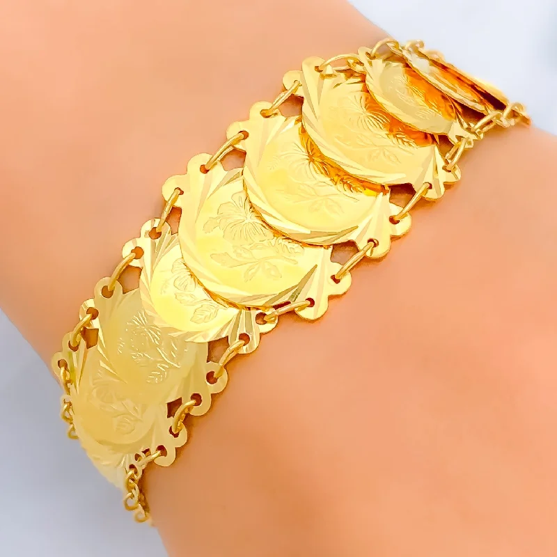 Women’s zodiac bracelets-Impressive Graduating 22k Gold Coin Bracelet