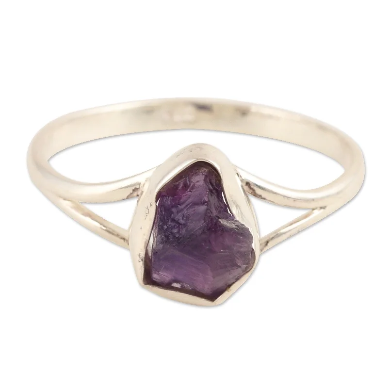 Women’s platinum anniversary rings-Novica Handmade Graceful Magic Amethyst Single Stone Ring