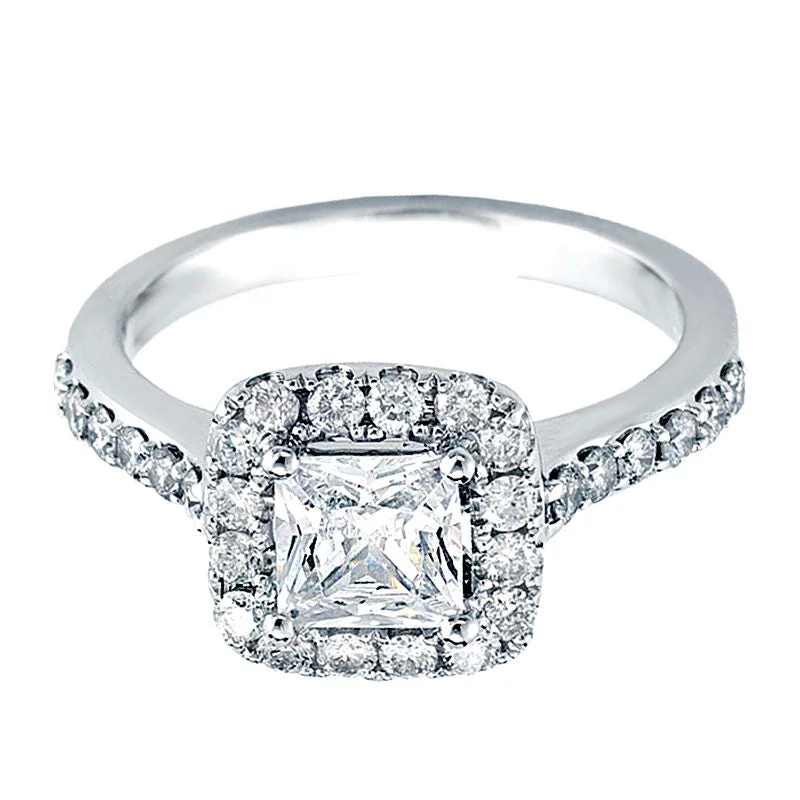 Women’s personalized diamond engagement rings-Carly Princess Halo 1ct Ready for Love Diamond Engagement Ring