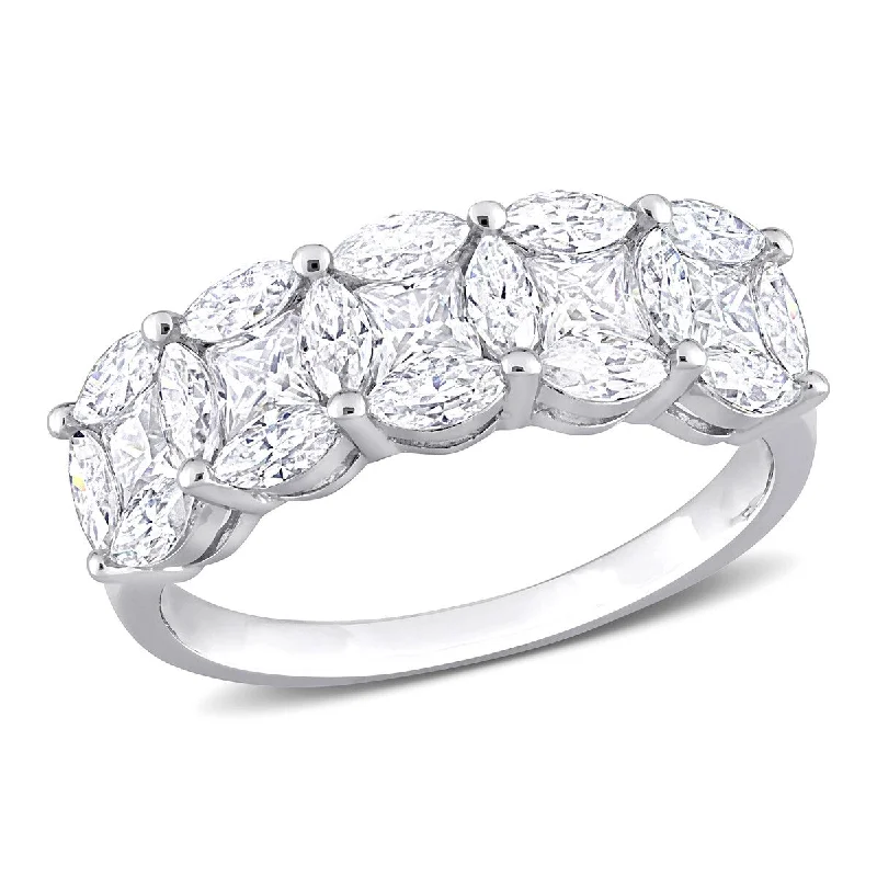 Women’s vintage-style rings-Eternally Yours 2 1/2ct DEW Marquise Princess Created Moissanite Ring in Sterling Silver