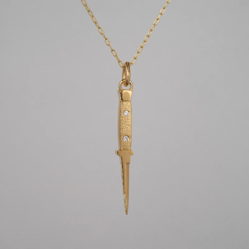 Women’s engraved necklaces-Diamond Rivet Cut a Bitch