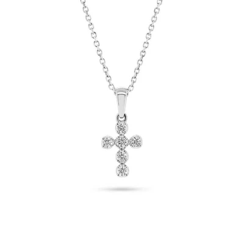 Women’s anniversary necklaces-Diamond Rounded Cross Pendant Necklace