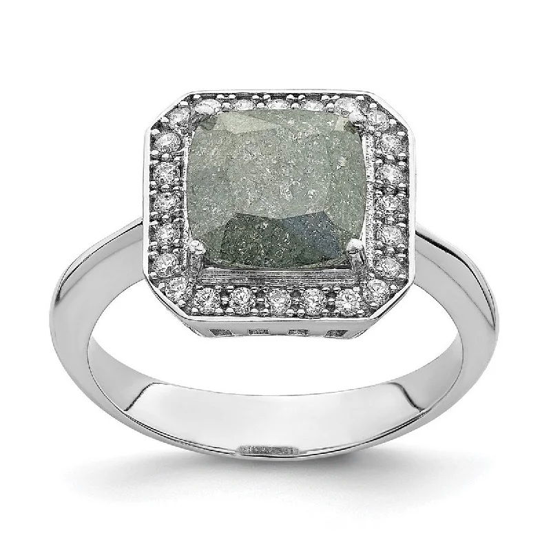 Curata 925 Sterling Silver Rhodium Plated Dark Gray Ice CZ Cubic Zirconia Simulated Diamond Polished Ring