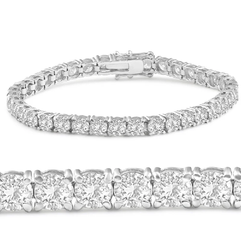 Women’s chic bangles-12 Ct. Round Cut Natural Diamond White Gold Round Cut Tennis Bracelet 7"