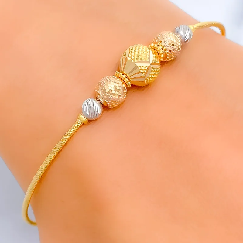 Women’s silver beaded bracelets-Sophisticated Multi-Color 22k Gold Bangle Bracelet