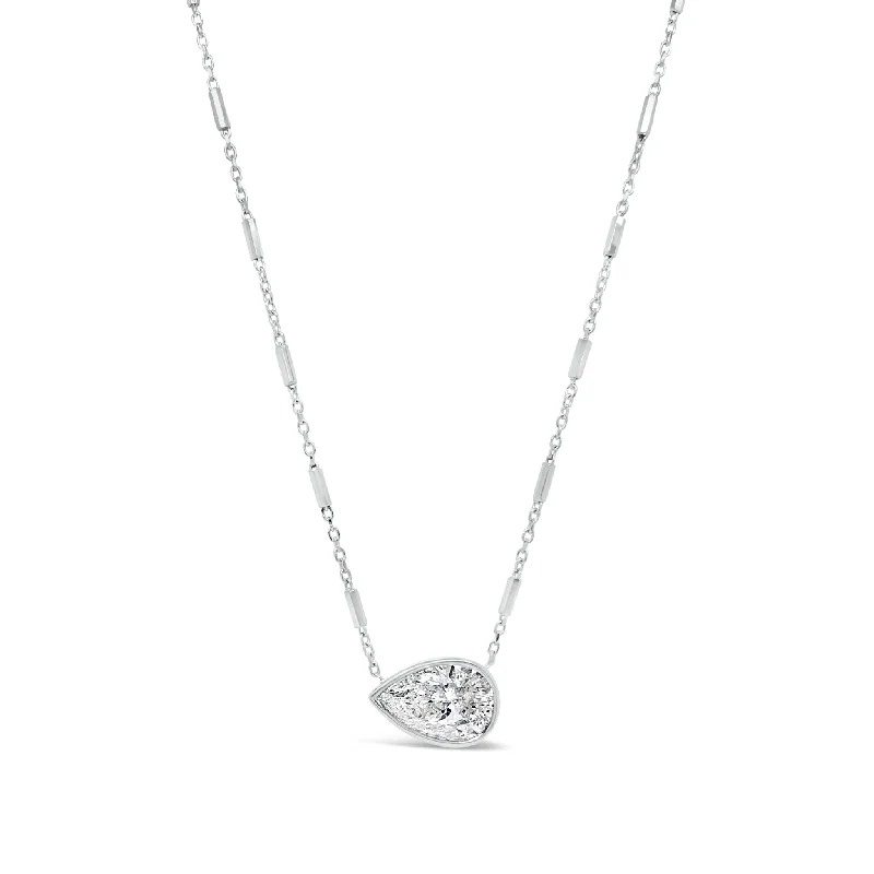 Women’s gold necklaces-Pear-Shaped Diamond Pendant Necklace