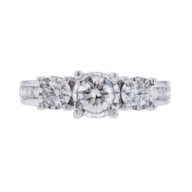 Women’s designer engagement rings-Channel Set Mirage Three Stone Ready for Love Diamond Engagement Ring 1ct