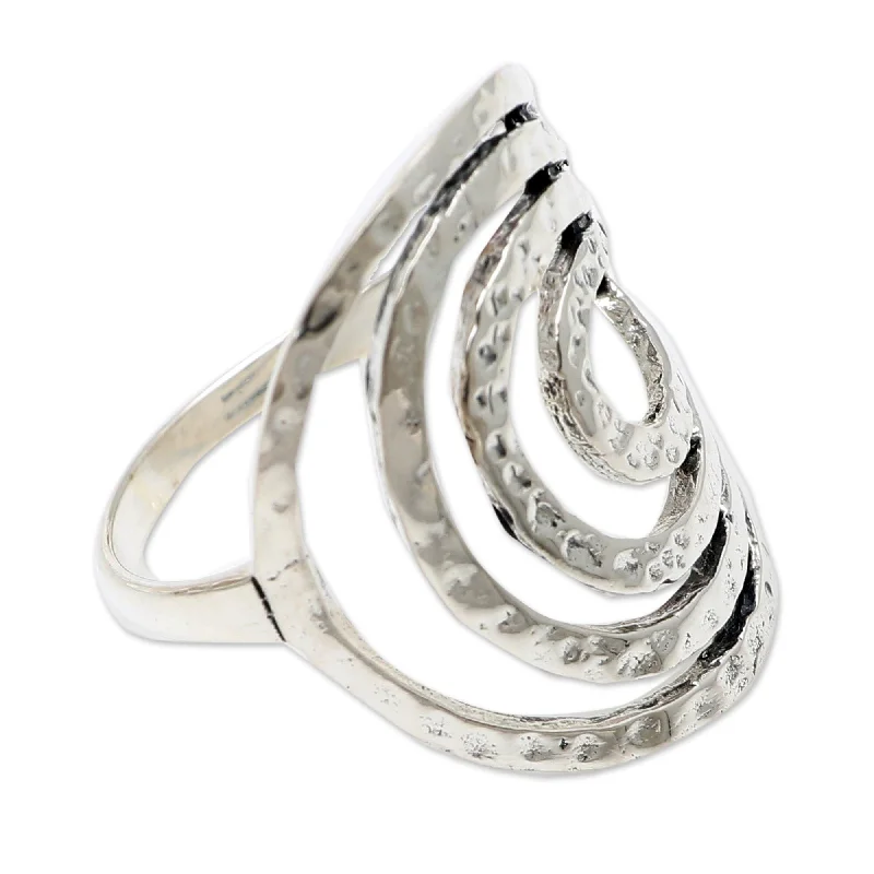 Women’s diamond anniversary rings-Novica Handmade Rippling Water Sterling Silver Band Ring