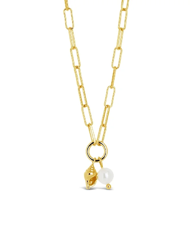 Women’s matching necklace sets-Beverly Pearl & Shell Charm Necklace