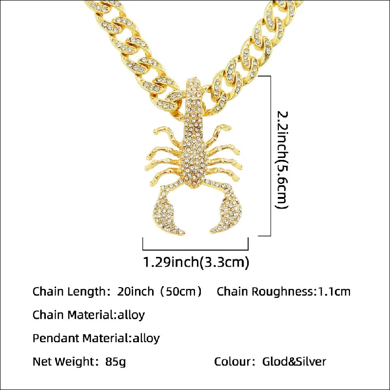 Women’s halo necklaces-Hip-hop Scorpion Alloy Inlay Zircon Men's Pendant Necklace